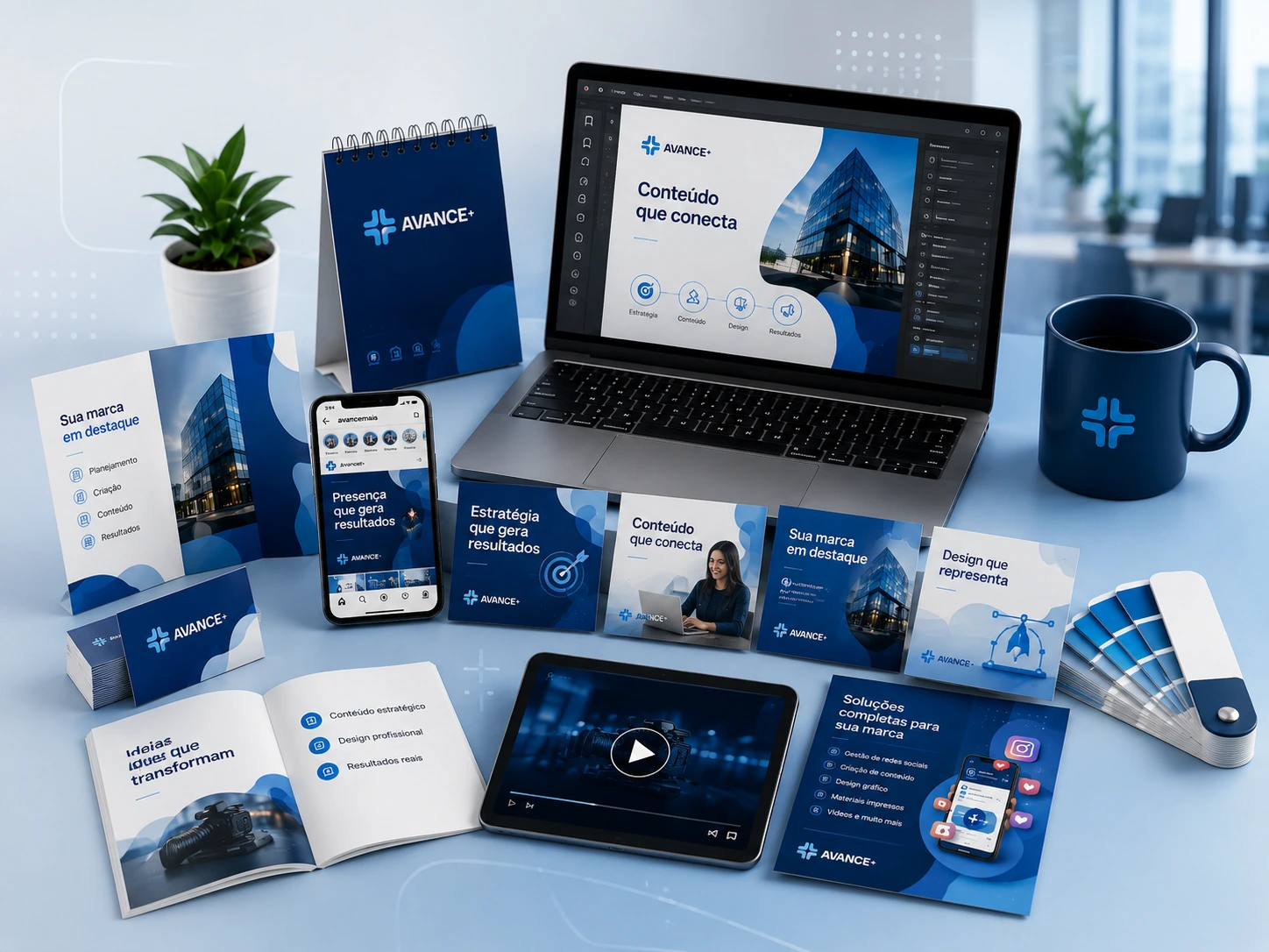 Equipe Avance+ apresentando materiais em desenvolvimento