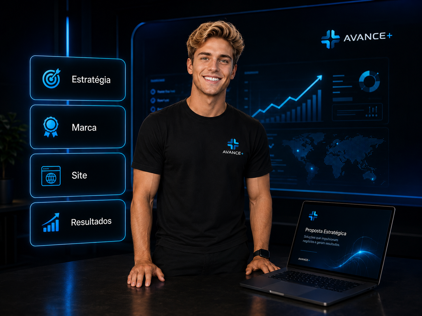 Equipe da Avance+ preparada para compreender o projeto da sua empresa
