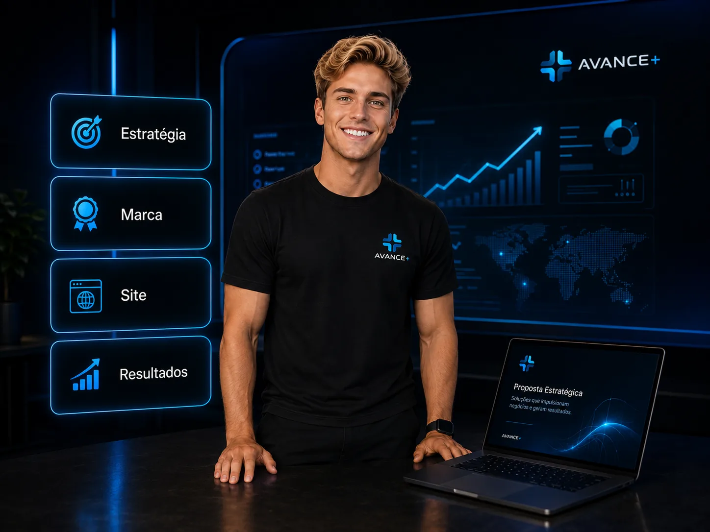 Equipe da Avance+ preparada para compreender o projeto da sua empresa